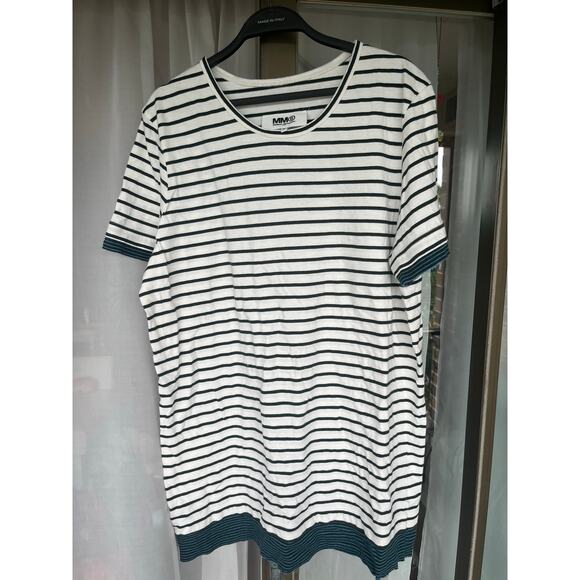 MM6 Maison Margiela Off-White Splice T-Shirt, Size L - Picture 8 of 11